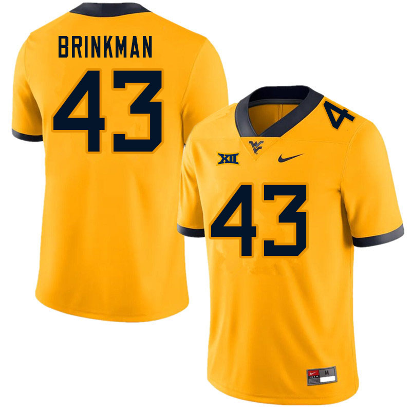 NCAA Men's Austin Brinkman West Virginia Mountaineers Gold #43 Nike Stitched Football College Authentic Jersey TV23X34IV
